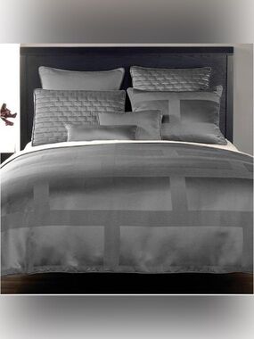 Hotel Collection Duvet Cover Style Frame Full / Queen Charcoal Gray Slate Nickel